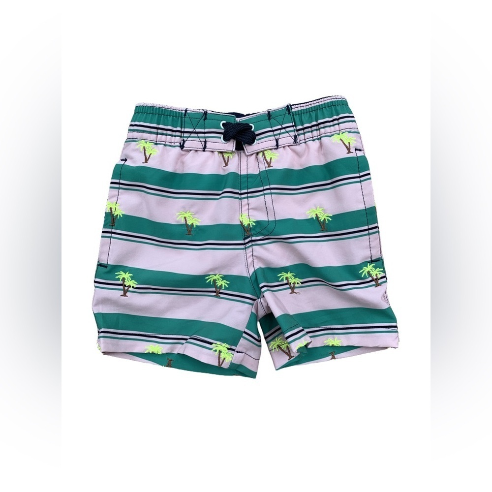 Shade Critters Size 6-12 Months Striped Palm Tree Print Swim Trunks